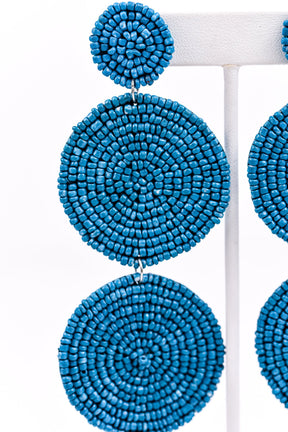 Blue 3-Tier Seed Bead Earrings - EAR2477BL