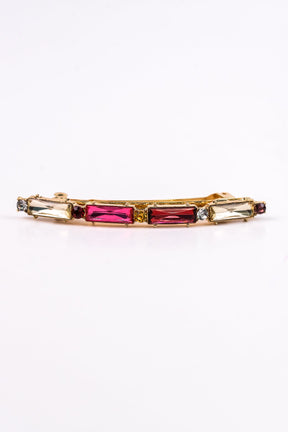 Fuchsia/Gold/Multi Color Crystal Hair Clip - CLP147FU