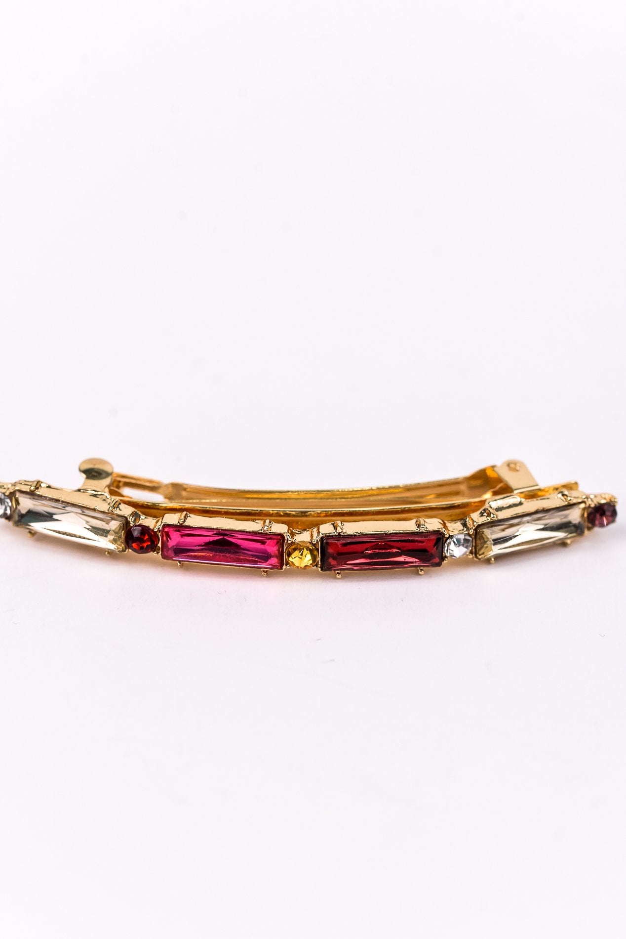 Fuchsia/Gold/Multi Color Crystal Hair Clip - CLP147FU