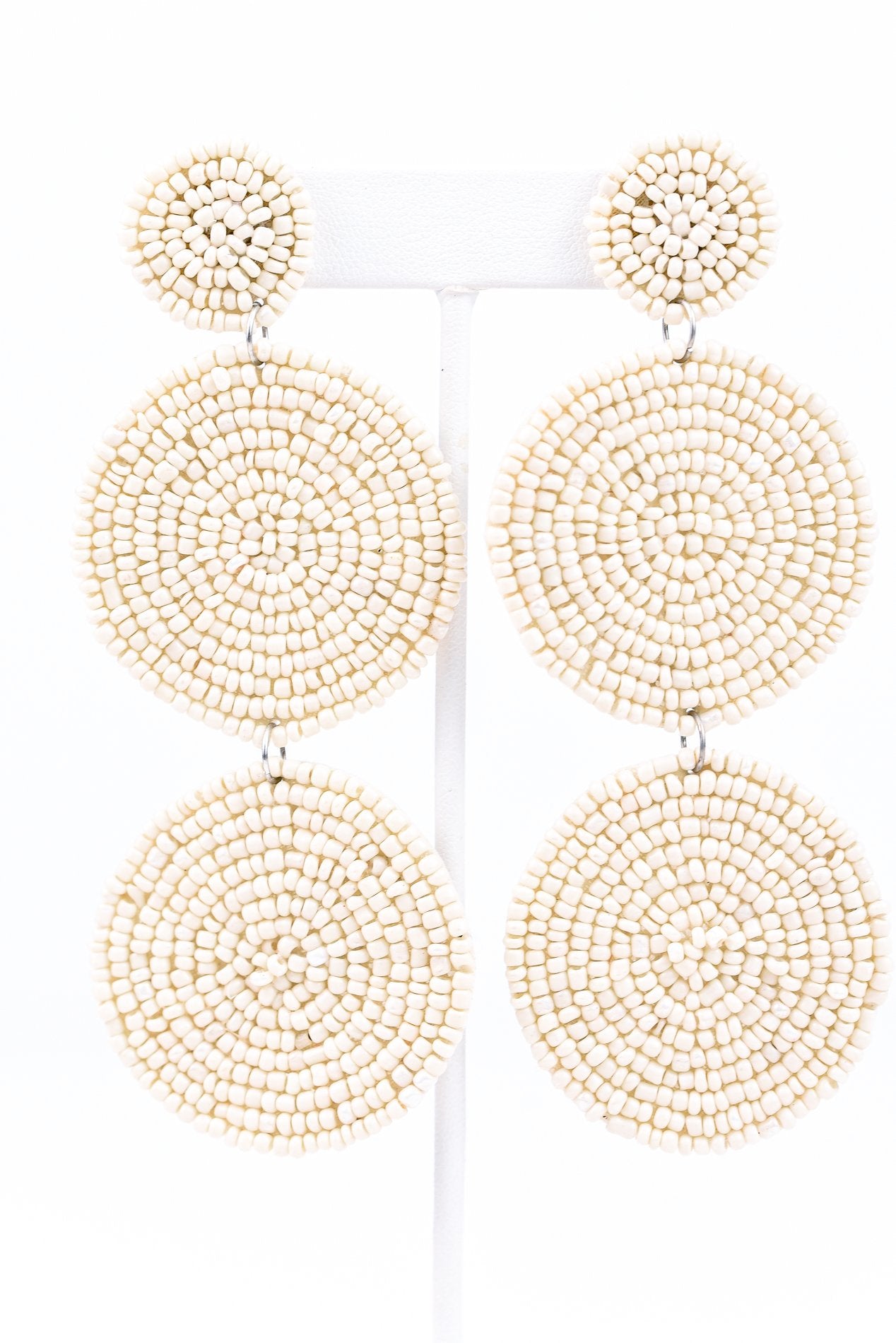 Ivory 3-Tier Seed Bead Earrings - EAR2476IV