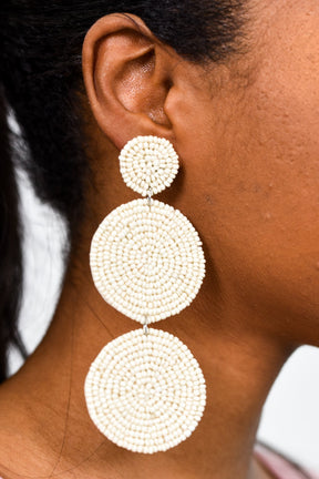 Ivory 3-Tier Seed Bead Earrings - EAR2476IV