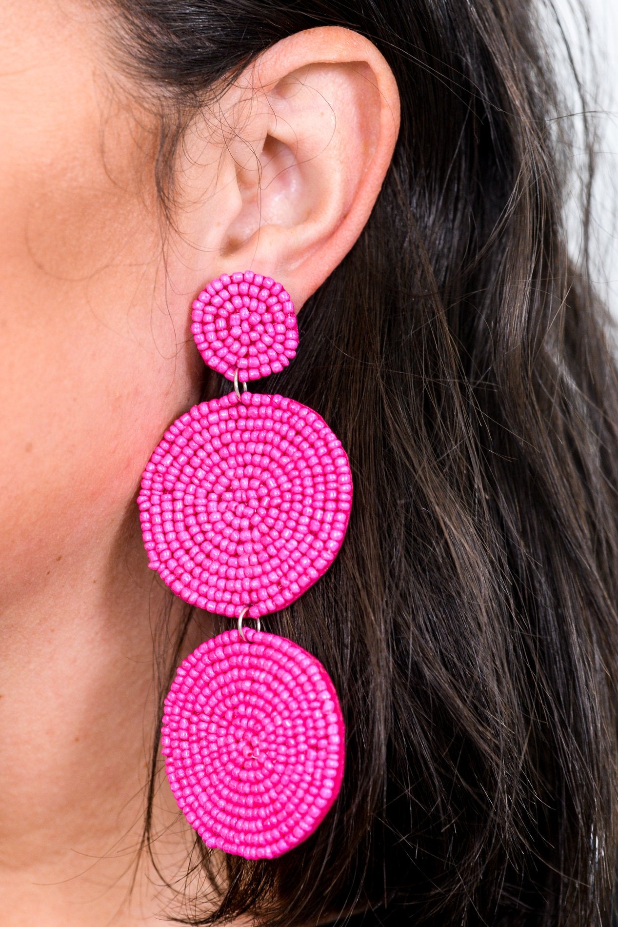 Fuchsia 3-Tier Seed Bead Earrings - EAR2683FU