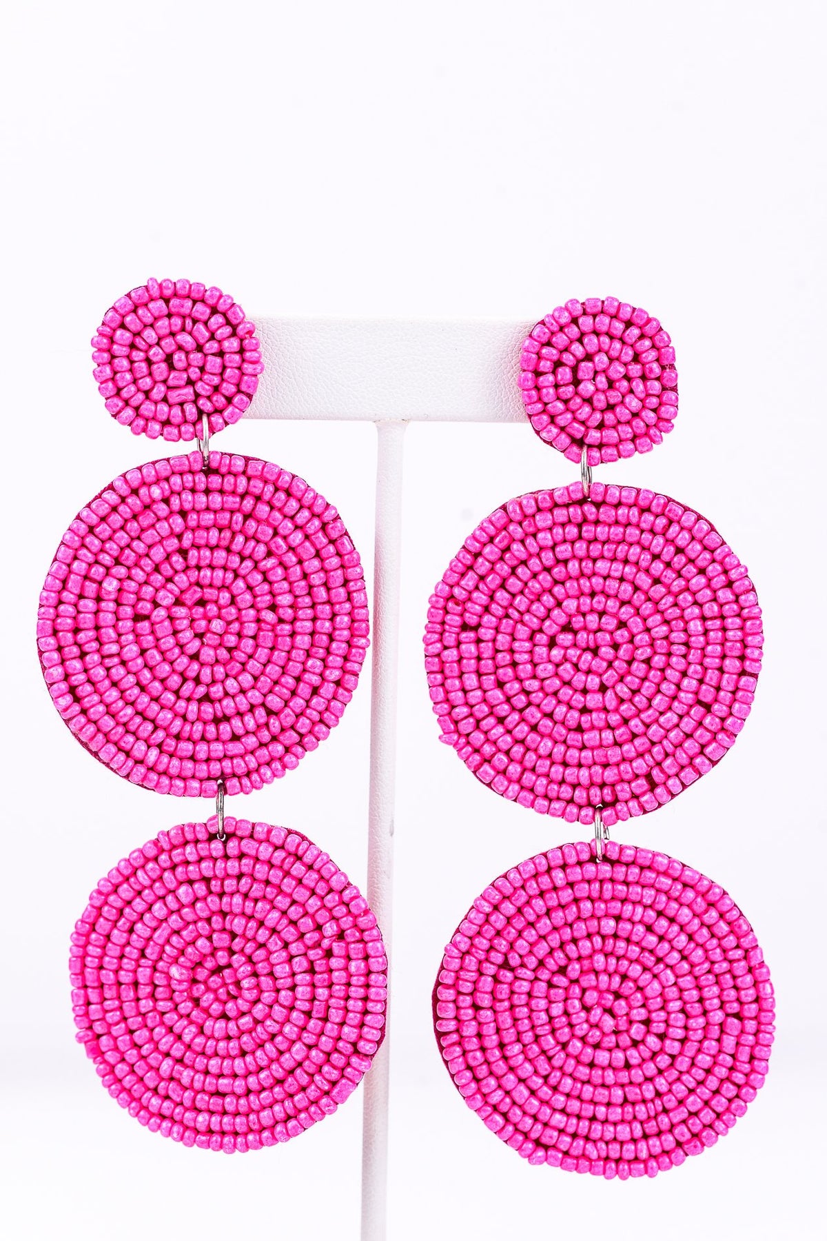 Fuchsia 3-Tier Seed Bead Earrings - EAR2683FU