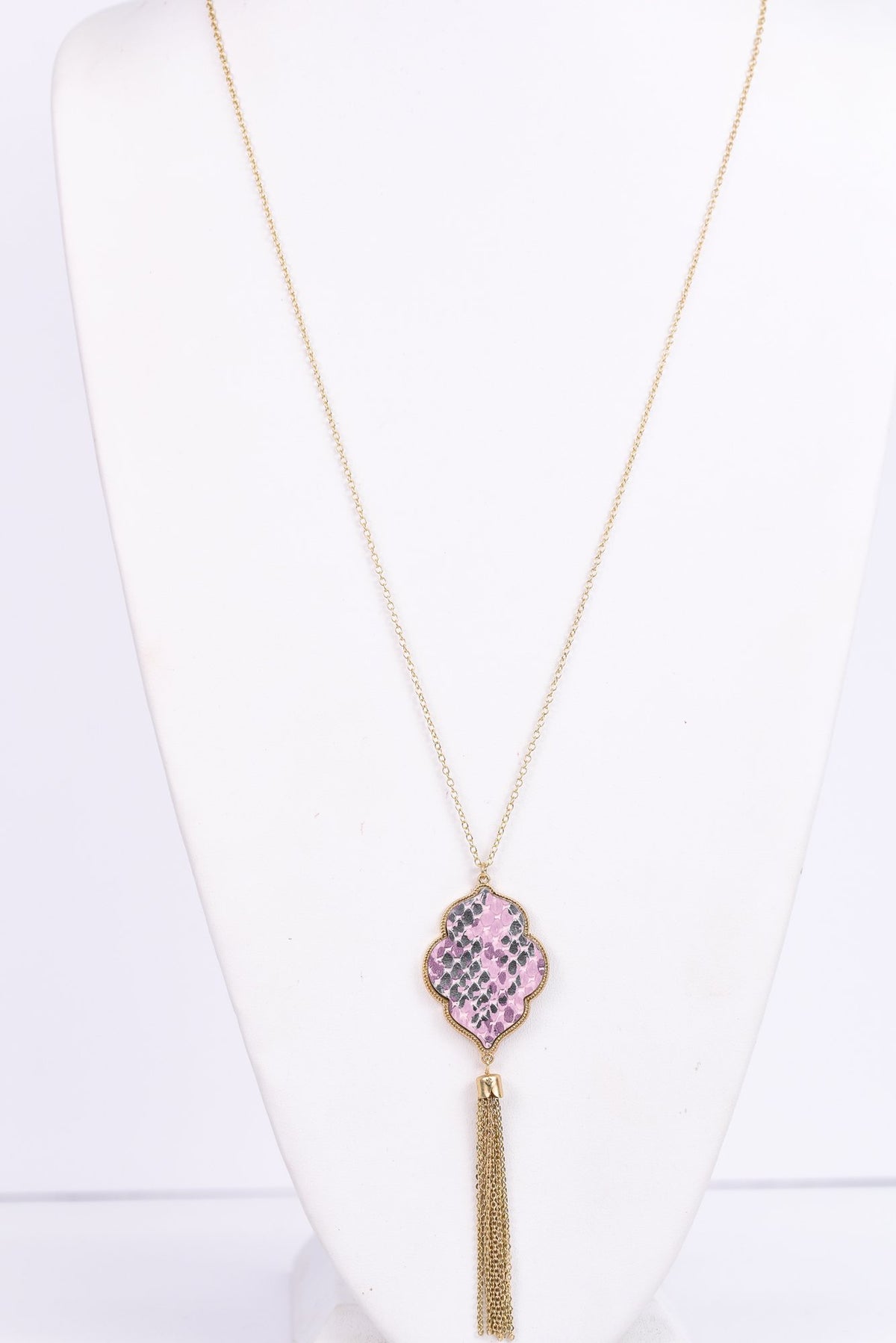 Pink/Multi Color/Gold Tassel Pendant Necklace - NEK3055PK