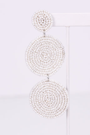 White 3-Tier Seed Bead Earrings - EAR2795WH