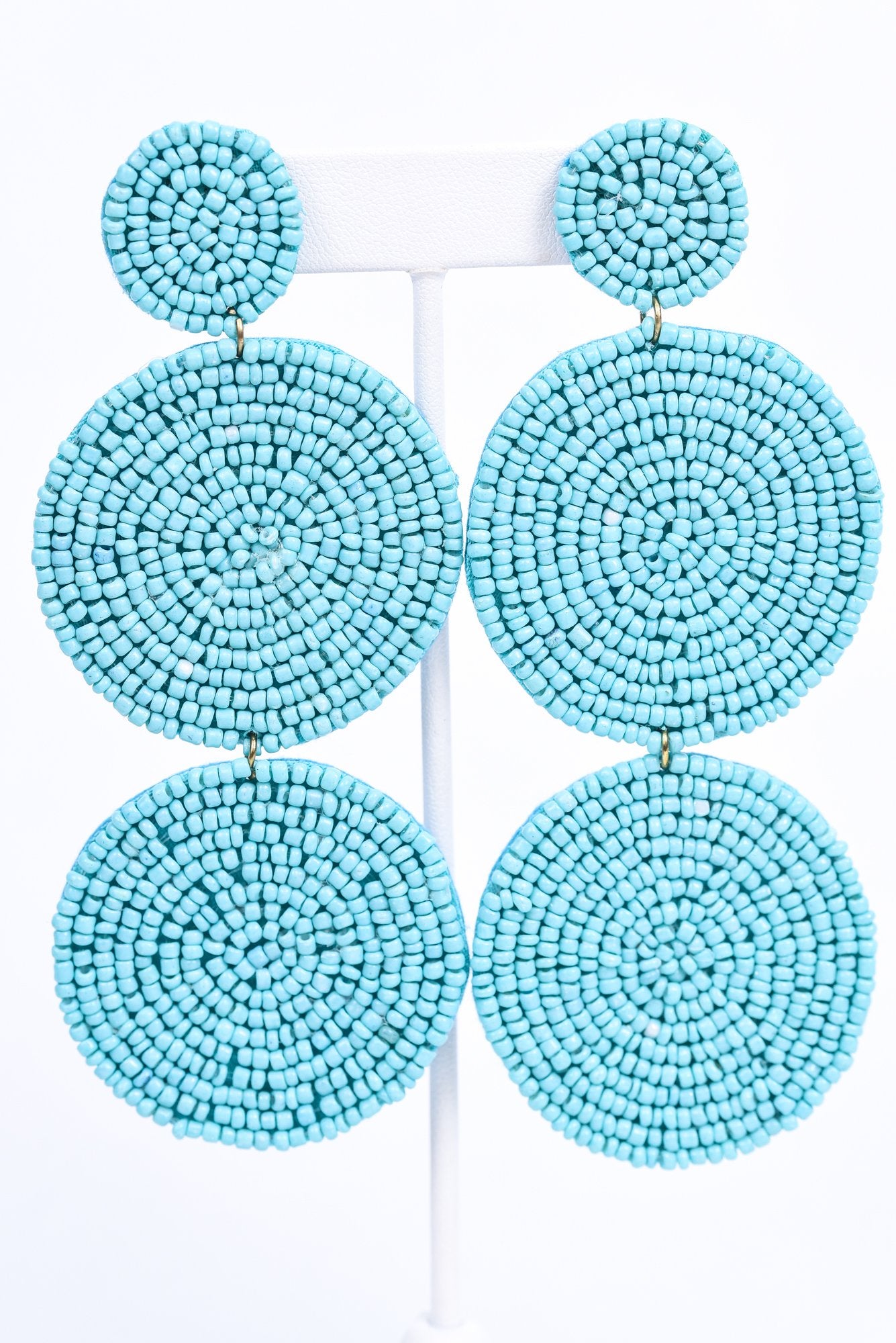 Aqua 3-Tier Seed Bead Earrings - EAR3022AQ