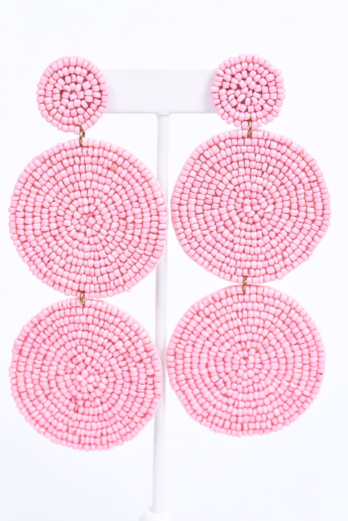 Light Pink 3-Tier Seed Bead Earrings - EAR3023LPK