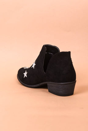 Step Into The Light Black/Silver Star Printed Booties - SHO2219BK