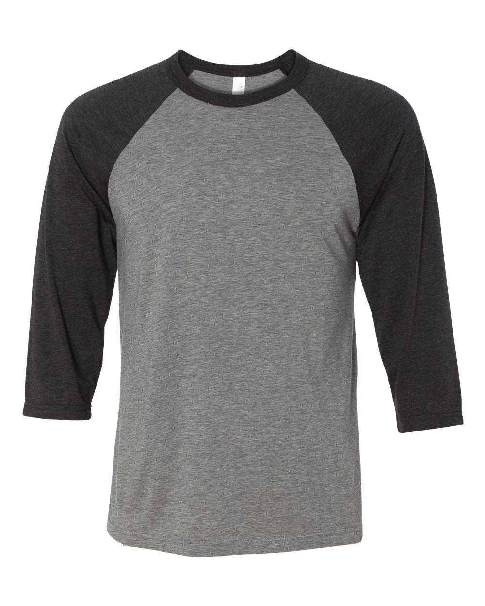 3200 GRAY/CHARCOAL BLACK UNISEX THREE-QUARTER SLEEVE BASEBALL TEE