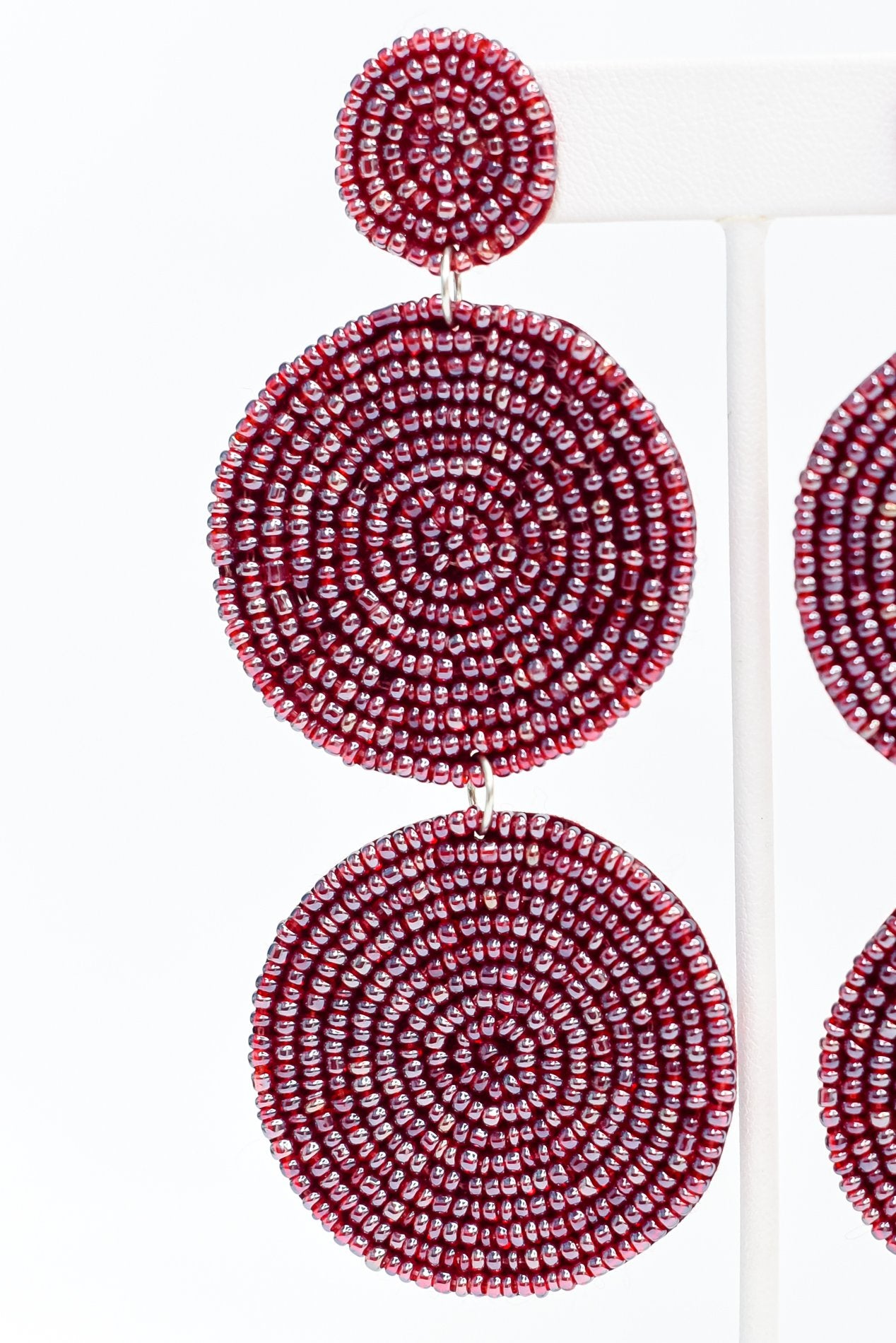 Wine 3-Tier Seed Bead Earrings - EAR3042WN