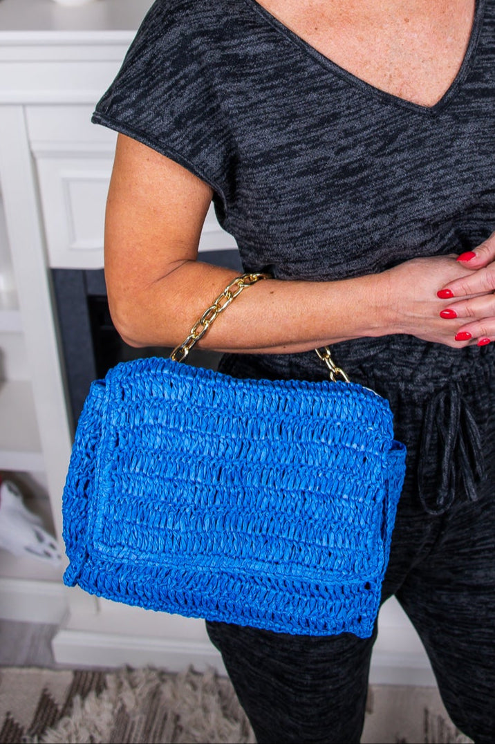 Vacation Essential Cobalt Blue Woven Bag - BAG1815CBL