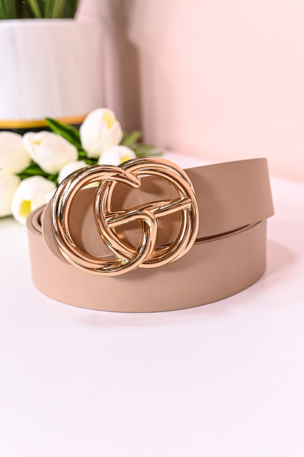 Taupe/Gold Extended Belt - BLT1225TA