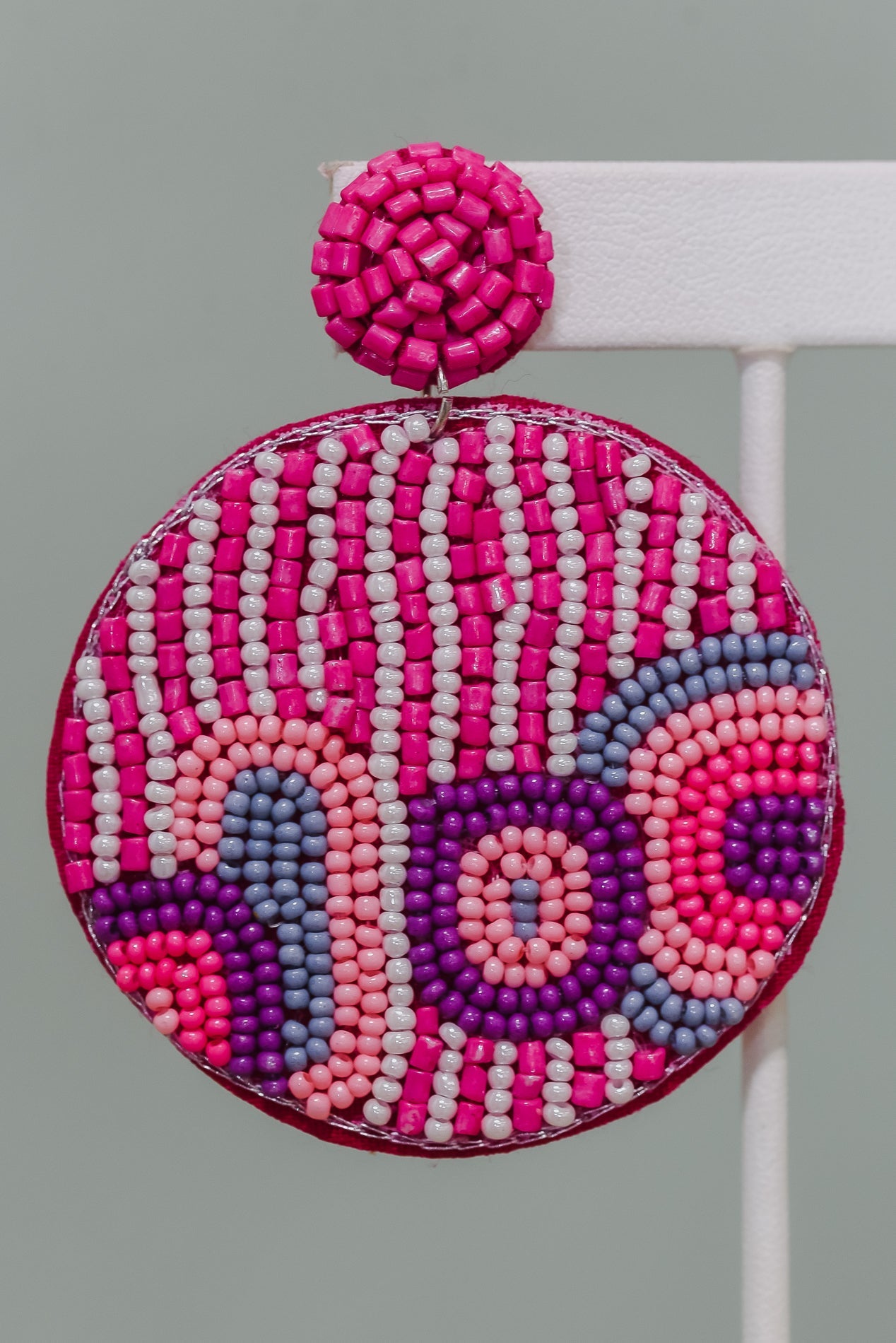 Fuchsia Round Seed Beaded Earrings - EAR3788FU