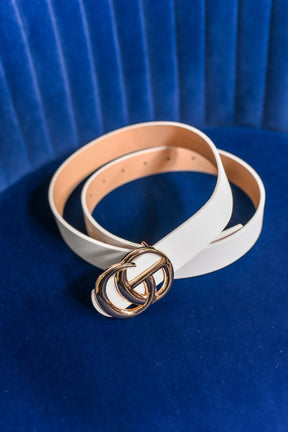 White/Gold Regular Sized Belt - ﻿BLT1223WH