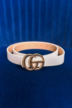 White/Gold Regular Sized Belt - ﻿BLT1223WH