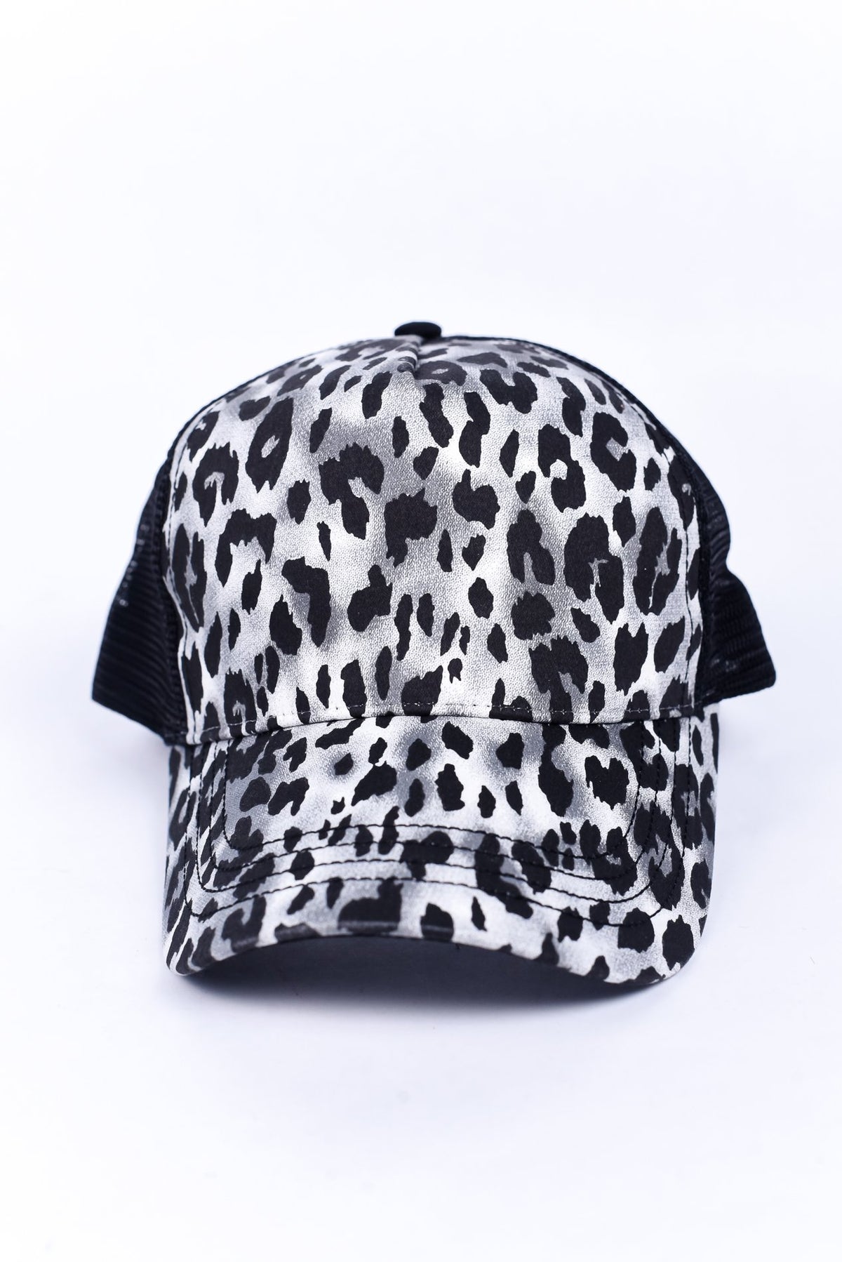 Black/White Leopard Trucker Hat - HAT1161BW