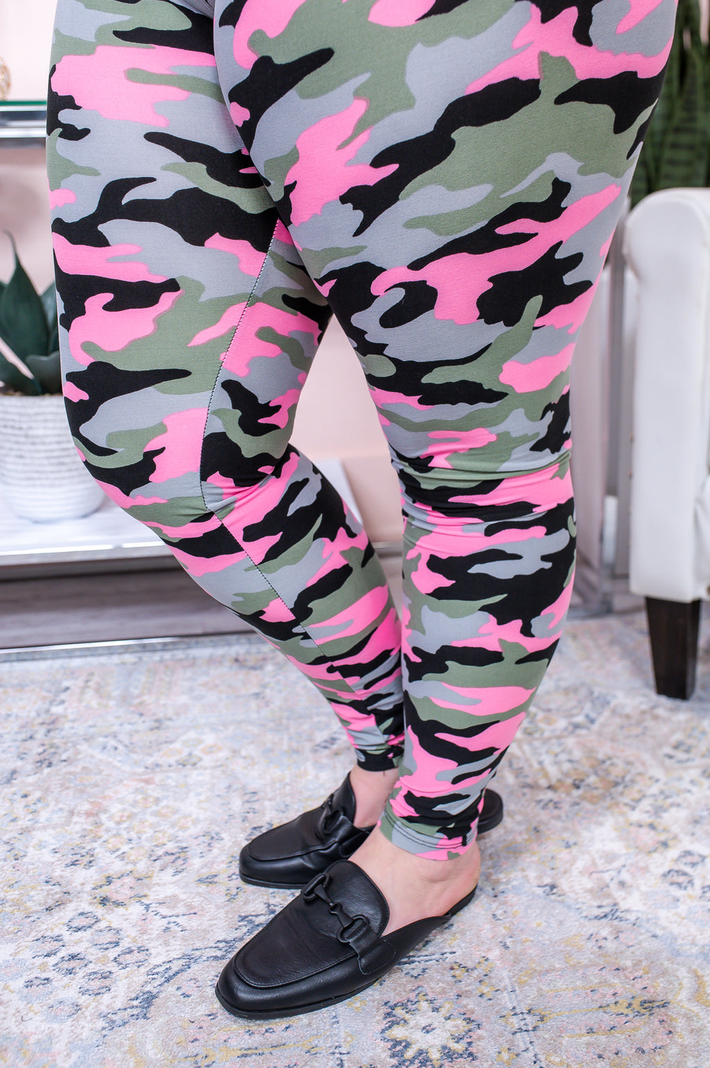 Pink/Multi Color Camouflage Wide Band Leggings (Sizes 12-18