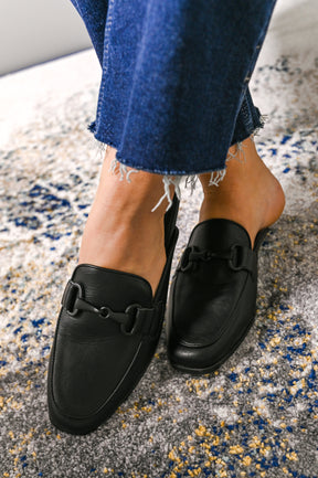 Business Talks Off Black Slip On Mules - SHO2439BK