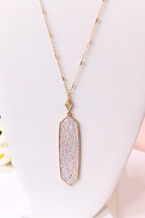 Gold/Multi Color Iridescent Pendant Necklace - NEK4128GO