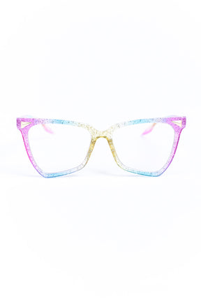 Rainbow Glitter Blue Light Glasses - BLG001RW - FREE Black Case