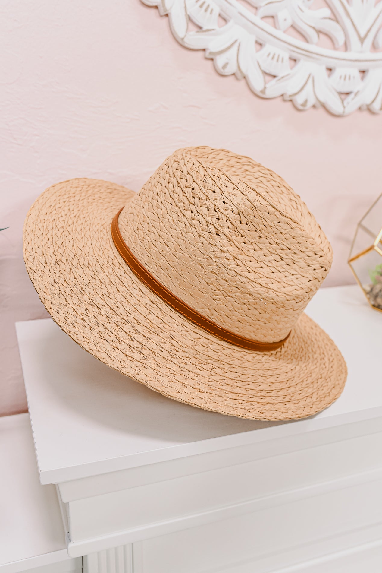 Beige Fedora With Brown Band - HAT1367BG