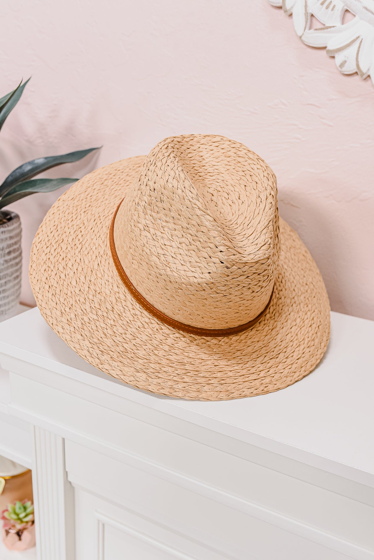 Beige Fedora With Brown Band - HAT1367BG